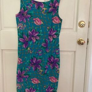 Silk fish patterned cocktail dress